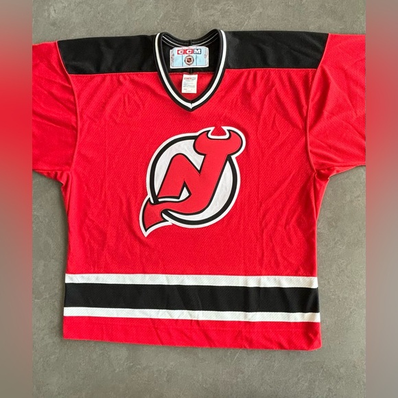 NHL CCM Hockey Jersey Other - Rare Vintage New Jersey Devils Red CCM Air
Knit Jersey Men’s Size L NHL